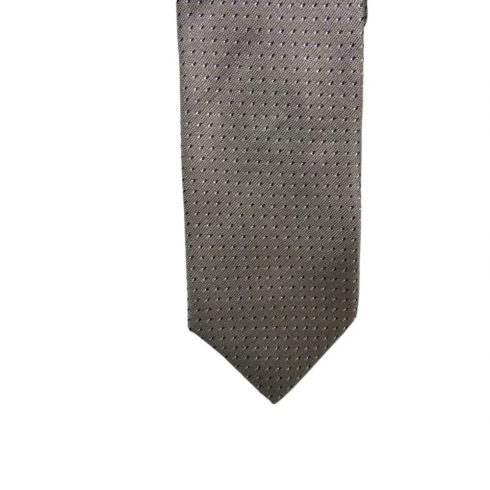 Kenneth Cole Reaction Gray with Black Polka Dots Necktie.